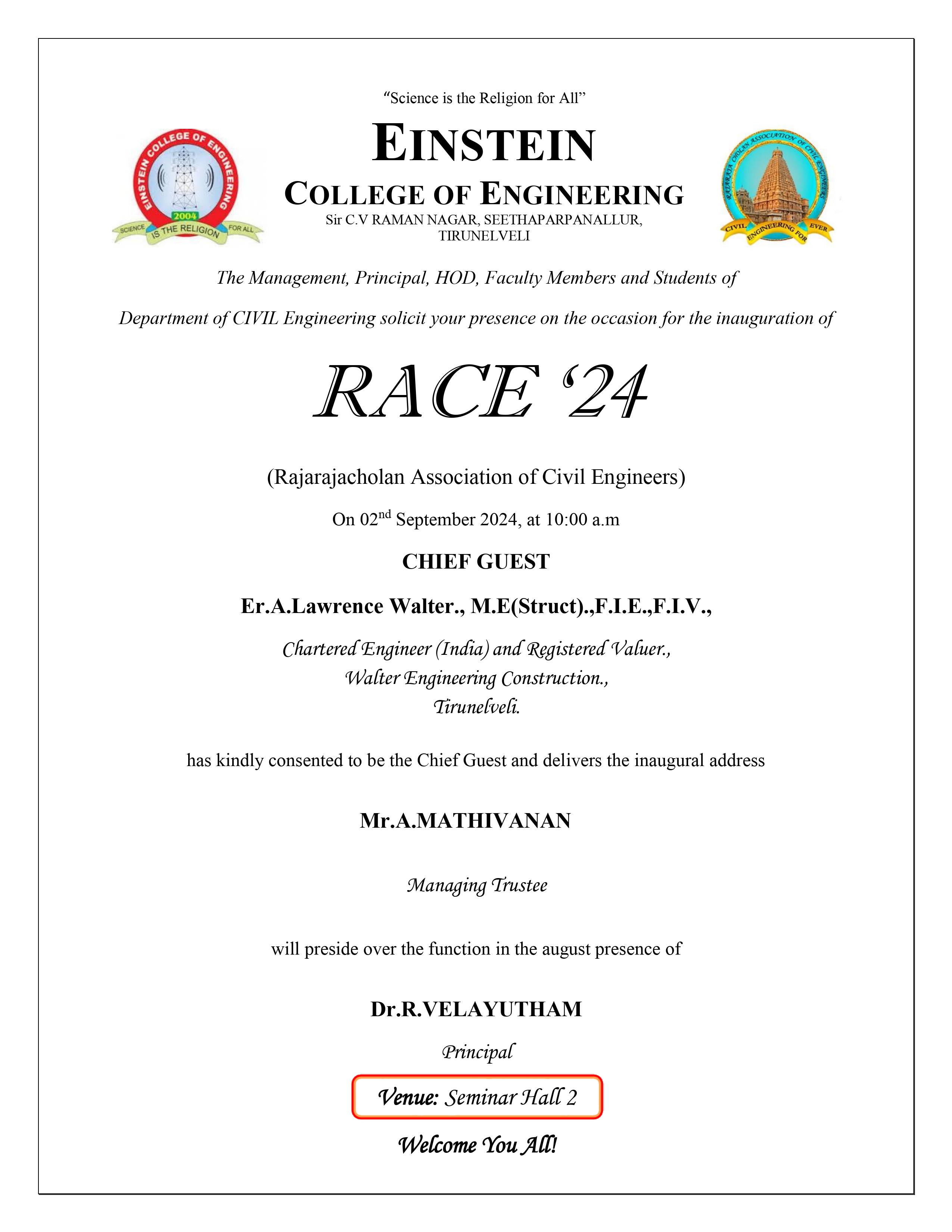 RACE Association Inaugural Function